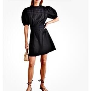 NWOT Matin Australia Black 100% Cotton Voile Este Lace Mini Dress UK 10 or US 6